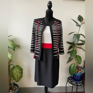 NWT Studio One New York 2-Piece Dress & Jacket Set Black White Red Size 12